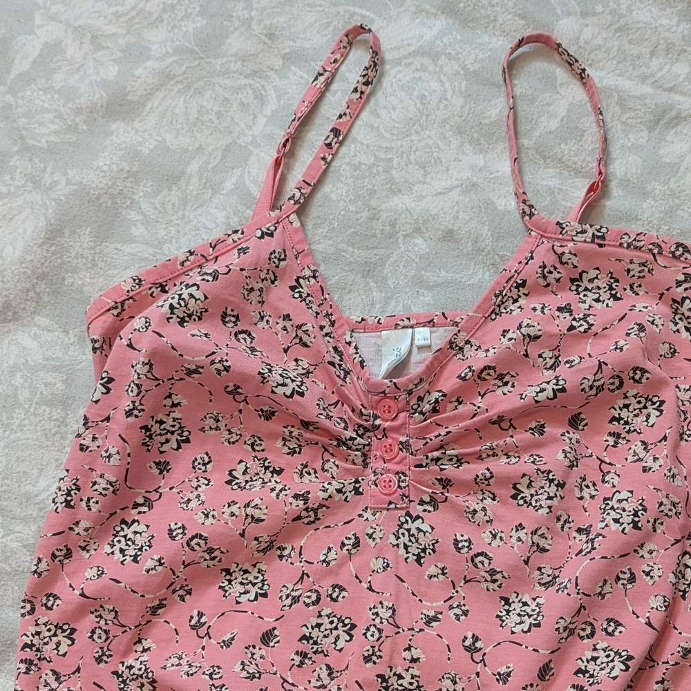 Pink Floral Spaghetti Strap Dress